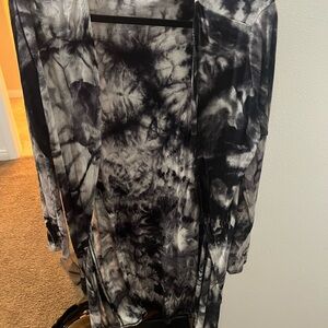 Olivia Rae Black and White Tie-Dye Cardigan